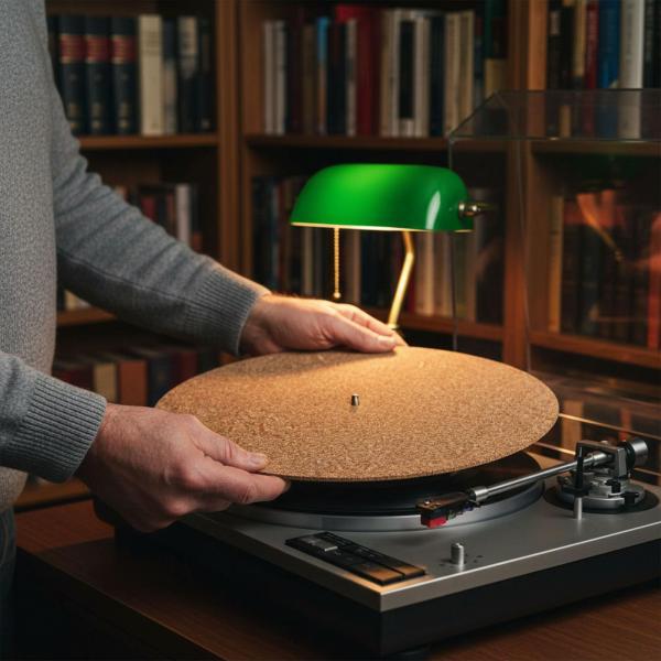 コルク製ターンテーブルプラッターマットはノイズを軽減し、交換用ディスク保護マットとして使用できます（...