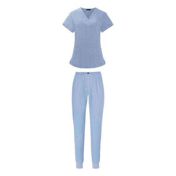 制服スクラブセットナーストップとパンツ、耐久性のあるVネック、快適な作業スーツ作業服ペットトリマーS...