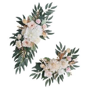 2x ウェディングアーチフラワー 造花スワッグ 造花スワッグ シルクフラワー ウェルカムサイン 装飾 壁受付用
