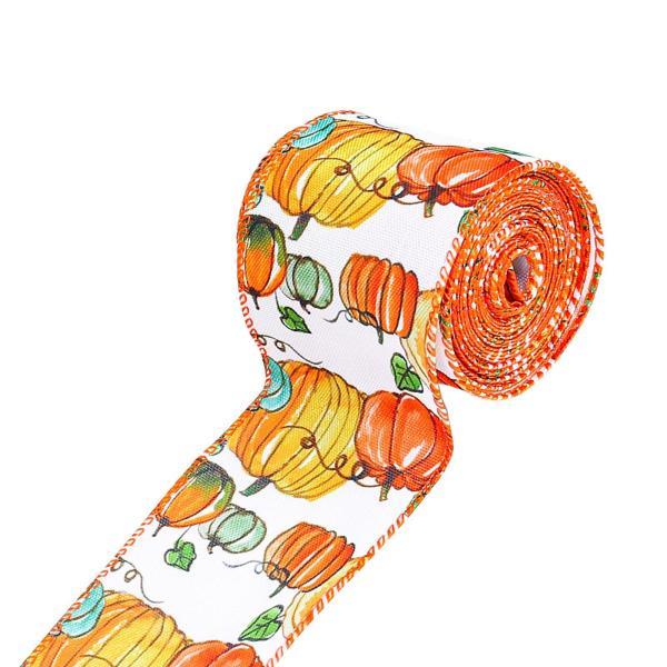 秋の感謝祭リボン、秋の収穫リボン、DIY リボン、ラッピングギフト、素朴な 2.5 インチの秋のワイ...