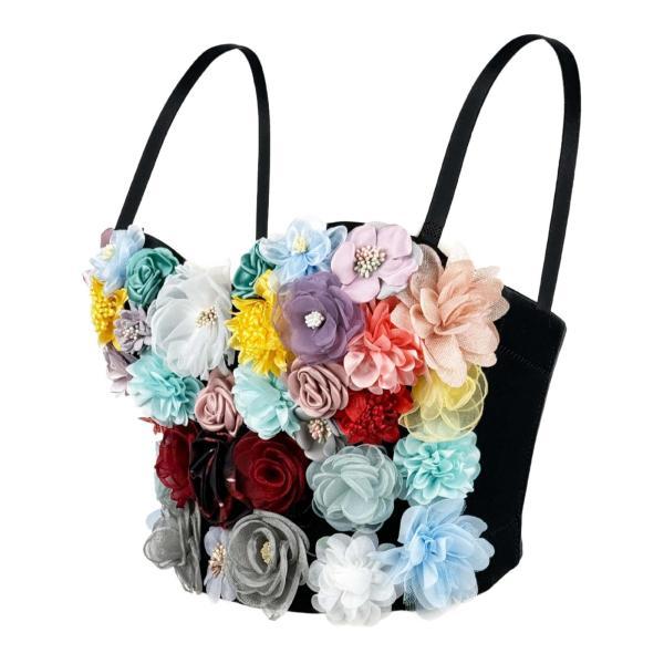 クラブフェスティバルダンスホリデーのためのフローラルビスチャークロップトップエレガントスパゲッティス...