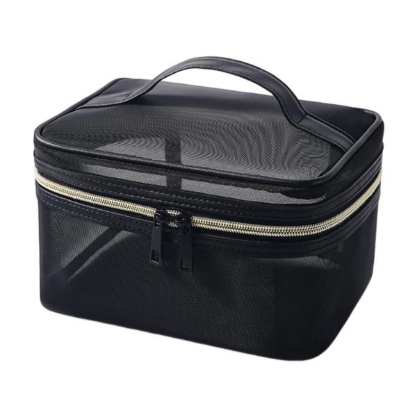 メッシュメイクアップコスメバッグメッシュポーチ多機能キャリートラベルトイレタリーバッグピクニック日常...