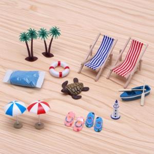 ミニチュアビーチシーン 浜辺セット 砂浜ジオラ...の詳細画像1