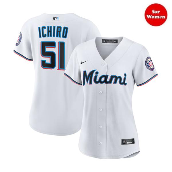 イチロー 2025 日米 野球殿堂入り海外取寄 女性用 ナイキ ホーム ユニフォーム マイアミ マー...