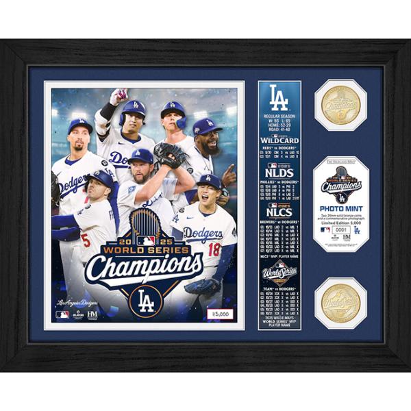 2025 ワールドシリーズチャンピオンモデル 海外取寄 額入りコラージュフレーム ロサンゼルス ドジ...