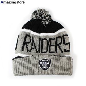 47ブランド ニットキャップ ビーニー オークランド レイダース NFL THE-CALGARY POM KNIT BEANIE GREY-BLACK  47BRAND OAKLAND RAIDERS｜amazingstore