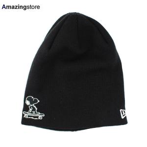 ニューエラ ニット ビーニーキャップ ピーナッツ SNOOPY SKATEBOARD BASIC CUFF KNIT BEANIE CAP BLACK NEW ERA PEANUTS｜amazingstore