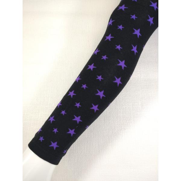 メンズ レギンス 綿混 10分丈 伸縮 ストレッチ 防寒 ゴルフ 星柄 ML ブラック