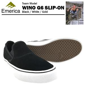 Emerica WINO G6 SLIP-ON エメリカ ワイノ G6 スリップオン ブラック/ホワイト/ゴールド 【閉店・売り切り】｜amb1