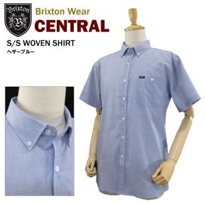 ブリクストン セントラル S/S ウーブンシャツ ヘザーブルー (Brixton CENTRAL S/S WOVEN SHIRT 半袖シャツ) 【閉店・売り切り】｜amb1