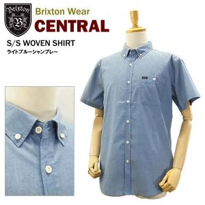 ブリクストン セントラル S/S ウーブンシャツ ライトブルーシャンブレー (Brixton CENTRAL S/S WOVEN SHIRT 半袖シャツ) 【閉店・売り切り】｜amb1