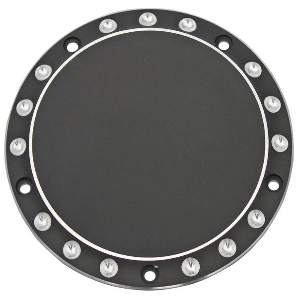 DRILLED ダービーカバー：1984〜99年エボビッグツイン/ブラック