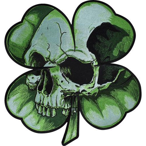 【28400182】 Shamrock Clover Skull Large Patch