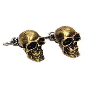 スカル ライセンスプレートボルト セット：汎用品ナンバープレートボルト等用/ゴールド