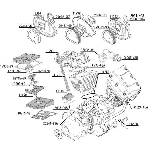 【25244-99A】 ツインカム・エンジン周りガスケット 各種：カムカバー ◆ハーレー◆