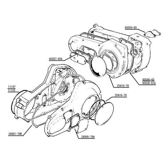 【60567-65A】 1966〜84年ショベルヘッド・プライマリー周りガスケット各種 ◆ハーレー◆