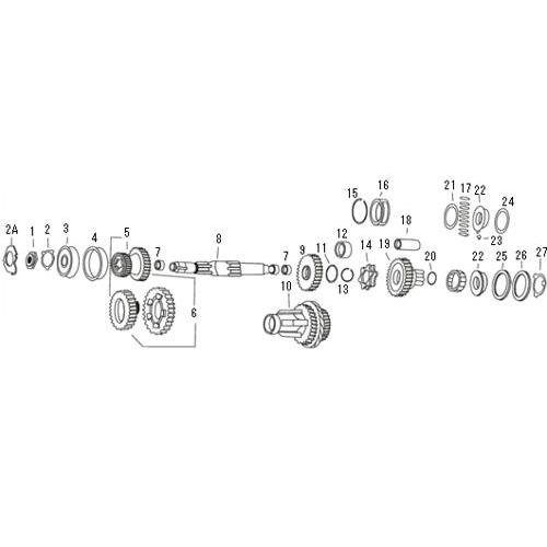 4速ミッション メインシャフト＆コンポーネント 【19】：4th gear mainshaft L7...