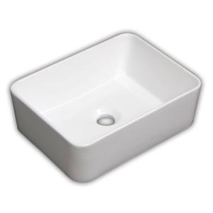 白陶器デザインおしゃれ角型ベッセル洗面器ボウル Ambest SL3480