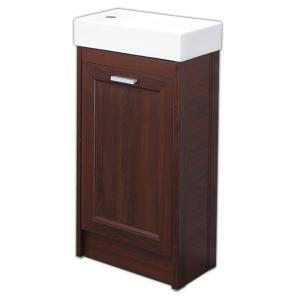 幅40cm白陶器狭小角形トイレ手洗い器木目柄床置きキャビネット Ambest VN7403