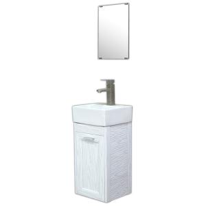 幅35cmミラー水栓排水付白手洗器木目柄トイレ壁掛け収納セット Ambest VP731A