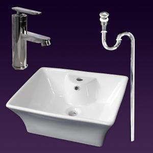 白陶器米式角型オンカウンター埋め込み洗面器ボウル Ambest SL1034