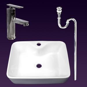 白陶器豪華な大きい角型洗面化粧用カウンター洗面器洗面台 Ambest