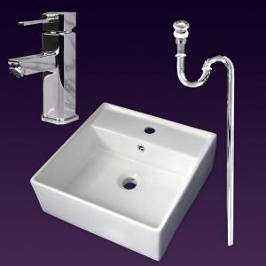 白陶器豪華な大きい角型洗面化粧用カウンター洗面器洗面台 Ambest 