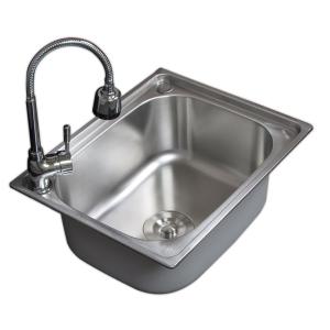 50x40ステンレス一槽キッチンプレスシンク水栓排水付き業務用家庭用