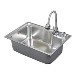 65x45ステンレス一槽プレスキッチンシンク排水付き水栓蛇口ソープ