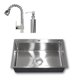 80x50x26cmステンレス一槽キッチン手板金シンク引出水栓排水ソープ Ambest WS3847