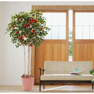 りんご の木 株立ち3本立 実付 200cm (フェイクグリーン リンゴ 林檎 アップル 造花 インテリア 人工 観葉 植物 室内 おしゃれ 大型 植栽 装飾 2.0m)