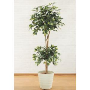 ダブルフィカスツリー 180cm (フェイクグリーン 造花 インテリア 人工観葉植物 大型 室内 お洒落 1.8m)｜ambix