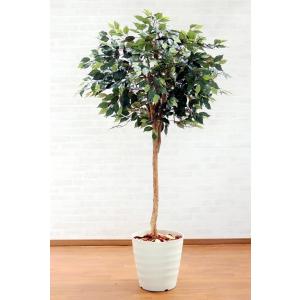 ラウンドフィカスツリー 150cm (フェイクグリーン 造花 インテリア 観葉植物 大型 室内 お洒落 1.5m)｜ambix