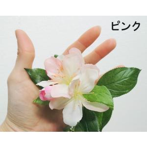 リンゴ 花 スプレー リーフ 6本セット (フ...の詳細画像2