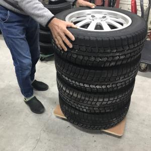 タイヤ ラック 木製 平台車 60×60cm ...の詳細画像4