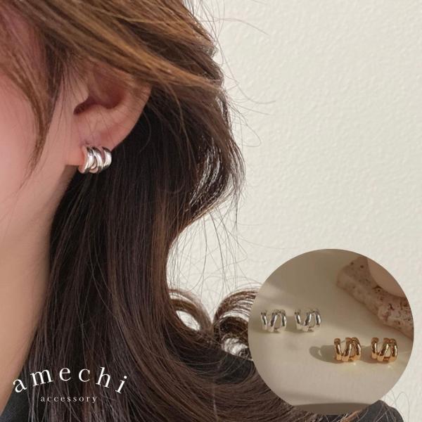 イヤリング 痛くない 40代 50代 フープ ノンホールピアス ピアス見え ゴールド シルバー クリ...
