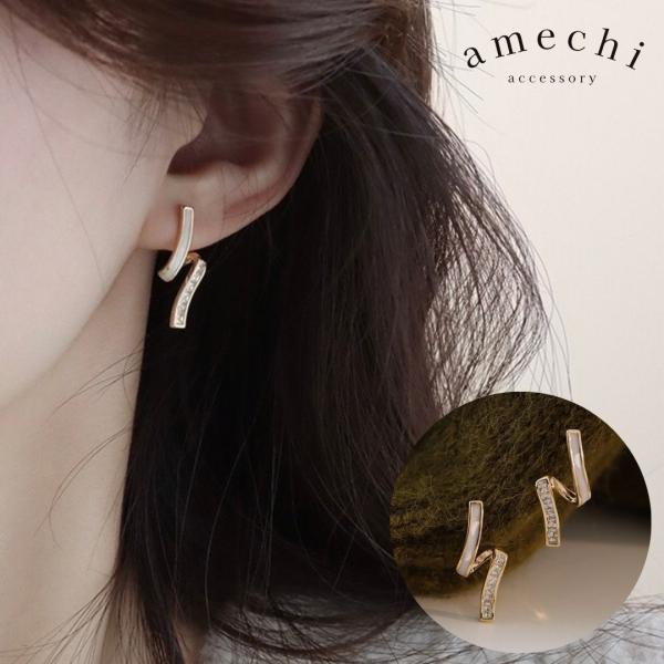 イヤリング 痛くない 40代 50代 大ぶり 大きめ ジルコニア ノンホール ピアス見え ゴールド ...