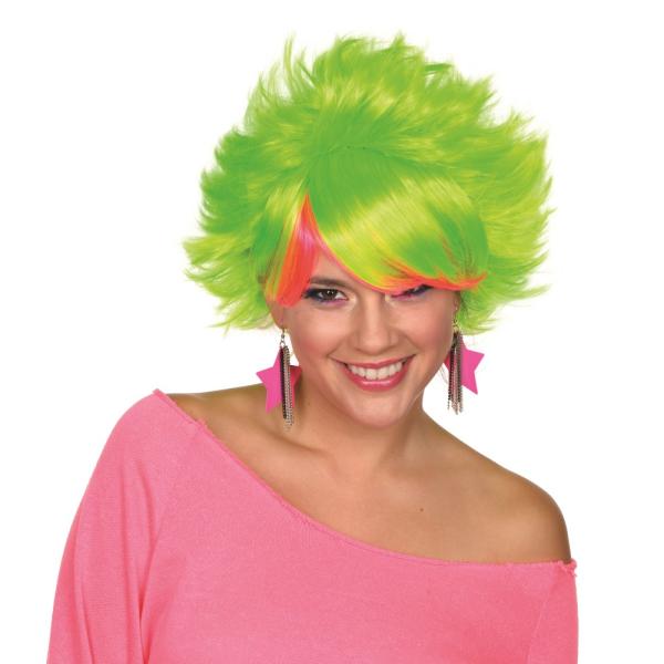 グリーン、オレンジ　ミディアム　ウィッグ、かつら　大人用　80'S POP WIG- LIME　コス...
