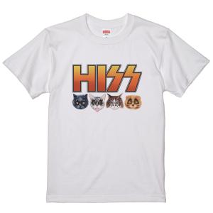 【SALE】【30％オフ】HISS ネコ 猫 パロディ ロック 半袖 Tシャツ ユニセックスサイズ KISS キス パロディ ロック ホワイト