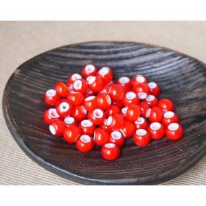 ホワイトハーツビーズ 赤色 外径8mm  H2739WH14104