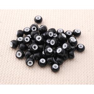 ホワイトハーツビーズ　黒色　丸8mm　H2761WH40103