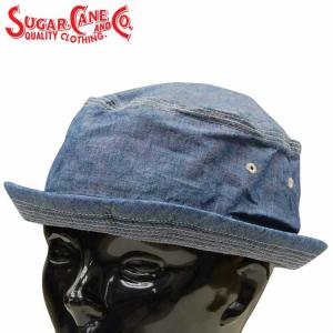 シュガーケーン SUGAR CANE BLUE CHANBRAY PORKPIE HAT ブルーシャンブレーポークパイハット SC02628｜amekajishop-klax-on