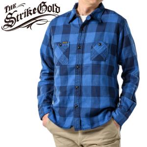 ストライクゴールド　インディゴ ネル チェック ワーク シャツ INDIGO NEL CHECK WORK SHIRTS ネルシャツ「SGS018」The Strike Gold