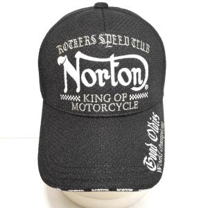 ノートン Norton 服 アパレル 211N8700 ポリ鹿の子ツバロゴキャップ ブラック色 帽子 バイク バイカー メンズ