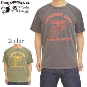 ステュディオ・ダルチザン STUDIO D´ARTISAN 8139B 半袖Tシャツ ピグメント加工 USAコットンプリントT 日本製 アメカジ トップス｜americanbass