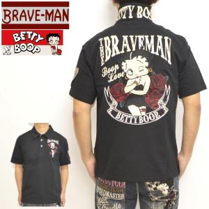 ブレイブマン ベティブープ BBB-2210 ベア天竺半袖ポロシャツ BRAVE MAN BETTY BOOP トップス バイカー バイク メンズ