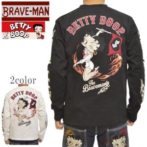 ブレイブマン ベティブープ BBB-2403 天竺 長袖Ｔシャツ ロンＴ フラッグベティBRAVE MAN BETTY BOOP トップス ベティちゃん メンズ｜americanbass