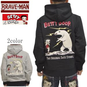 ブレイブマン ベティブープ BBB-2405 裏毛 ジップ パーカー スウェット アラスカ ベティ BRAVE MAN BETTY BOOP ベティちゃん メンズ｜americanbass