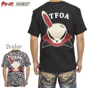 クローズ×WORST CRST-2301 半袖Tシャツ 天竺半袖TEE デスラビット T.F.O.A 武装戦線 メンズ バイク バイカー メンズ トップス｜americanbass