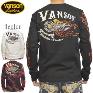 バンソン VANSON NVLT-2318 天竺 長袖Ｔシャツ ロンＴ フライングホイール バイク バイカー トップス メンズ